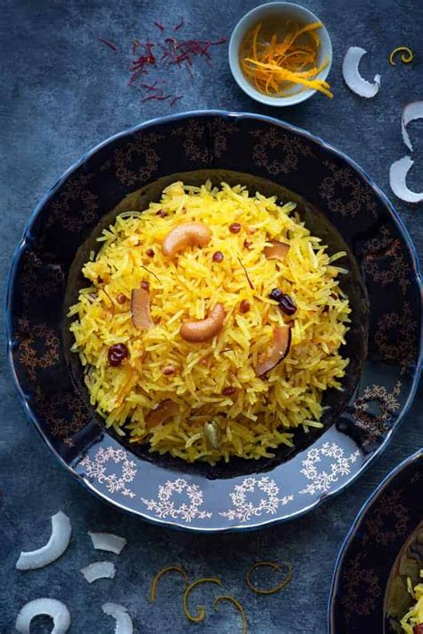 Zarda Pulao Recipe Sweet Rice Or Meethe Chawal Cubes N Juliennes