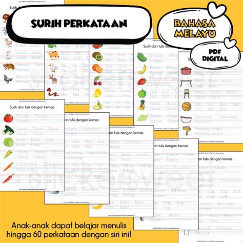 Latihan Surih Perkataan Bahasa Melayu And Tracing Word English Pdf
