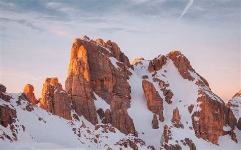 Download Wallpaper 1280x800 Mountain Rock Snow Winter Nature