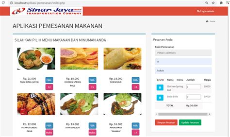 Source Code Gratis Aplikasi Pemesanan Makanan Berbasis Web Menggunakan