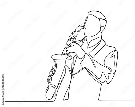Continuous Line Man Blowing The Trumpet Instrument Jazz Simple Style