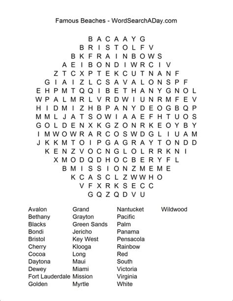 Beach Word Search Puzzles Printable Pictures To Pin On