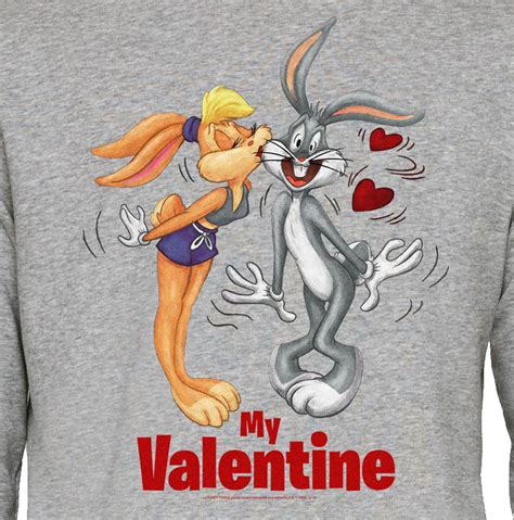 Looney Tunes Bugs Bunny And Lola My Valentines Kiss Adults Unisex Grey Hoodie Ebay