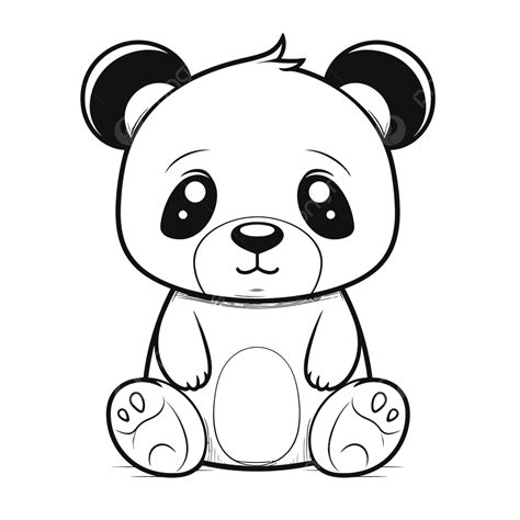 Cute Panda Bear Cartoon Coloring Pages Outline Sketch Drawing Vector