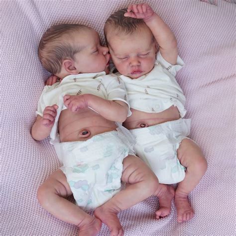 New Soft Silicone Body Reborn Eyes Closed Baby Twins Sisters Named Anday And Somay Reborn