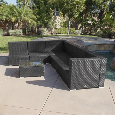 7pc Outdoor Patio Rattan Wicker Furniture Aluminum Sectional Sofa Table Cushion Ebay
