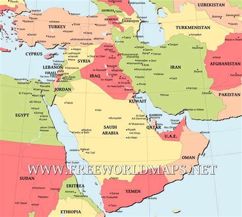 Names Of Countries In The Middle East Map