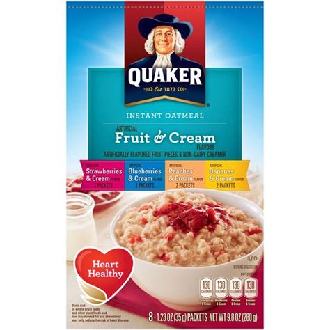 Quaker oatmeal nutrition facts 1 3 cup. Quaker Fruit & Cream Instant Oatmeal Variety Pack, 8-1.23 oz Packets | Hy-Vee Aisles Online ...
