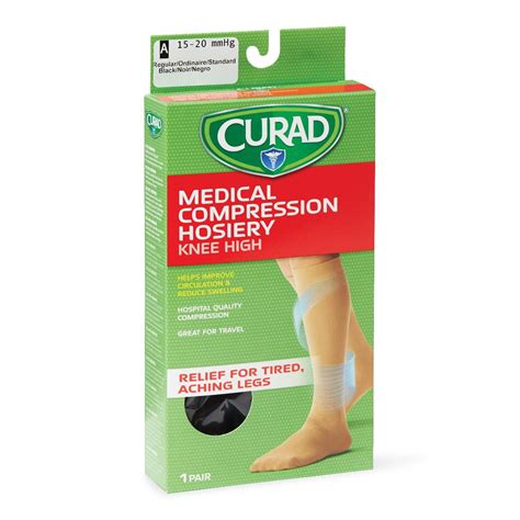 Curad Knee High Compression Hosiery With 15 20 Mmhg Black Size A Regular Length 1 Pair