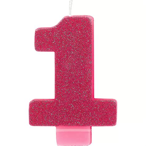 Glitter Bright Pink Number 1 Birthday Candle 1 12in X 3in Party City