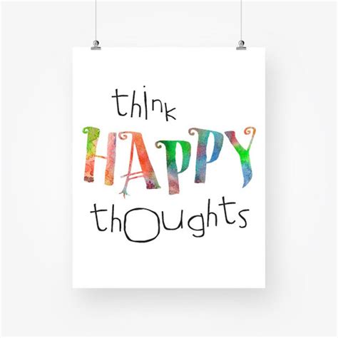 Think Happy Thoughts Printable Motivational Quotes Watercolor Etsy