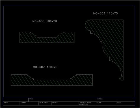 Sections Of Wooden Mouldings Dwg Section For Autocad Designs Cad