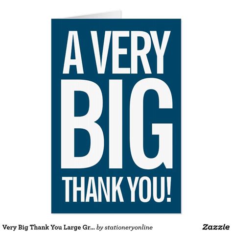 Very Big Thank You Large Greeting Card Personalized Note
