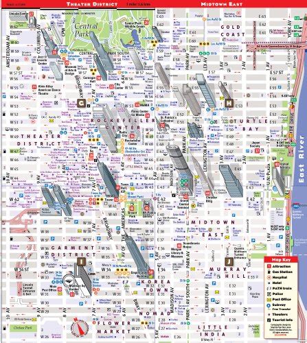 Streetsmart Nyc Midtown Manhattan Map By Vandam Laminated Pocket