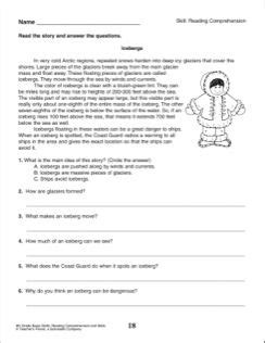 Icebergs (Reading Comprehension Passage with Questions): 4th Grade