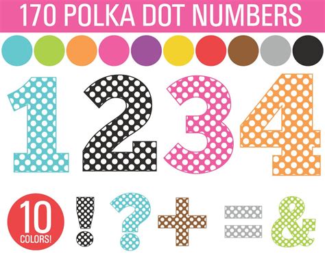 Clipart Polka Dot Numbers Symbols Bundle 170 Numbers