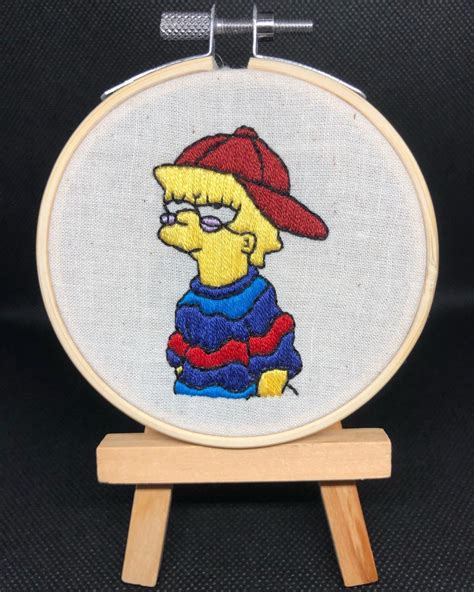 Cool Lisa Simpson Embroidery Hoop Simpsons Embroidery Embroidery