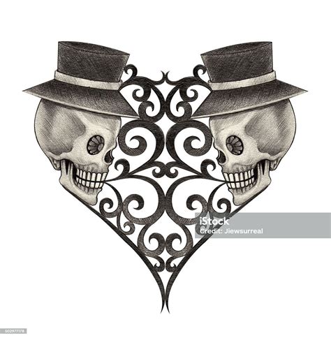 Skull Heart Tattoo Stock Illustration Download Image Now Istock