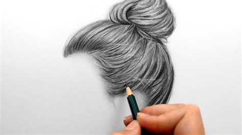1 hour tutorial with voice description. Drawing and shading a realistic hair bun with graphite ...