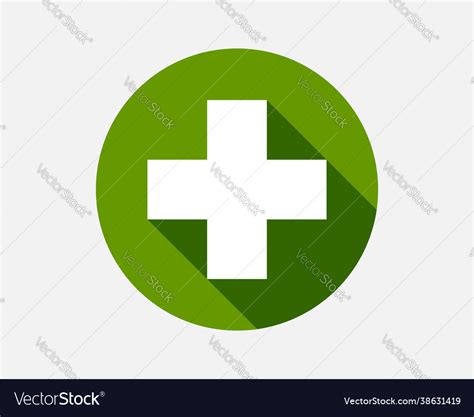 Green Plus Sign Icon Cross Symbol Safety Vector Image