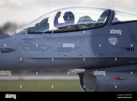 Belgian Air Force F 16 Pilot Waving To The Photographers At Raf