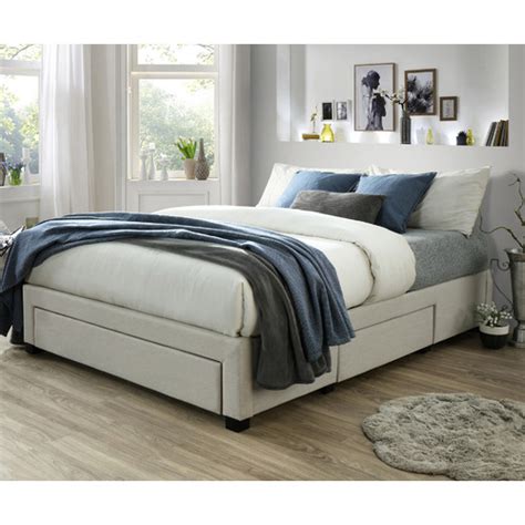 Vic Furniture Oat White Astro Storage Bed Frame Temple And Webster