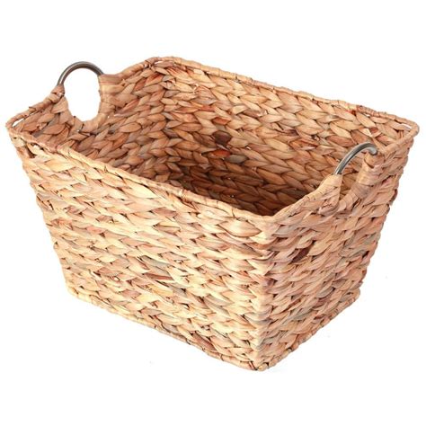 Vintiquewise Large Square Water Hyacinth Wicker Laundry Basket Qi003365