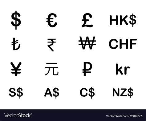 Various Currency Fx Money Signs And Symbols Usd Vector Image