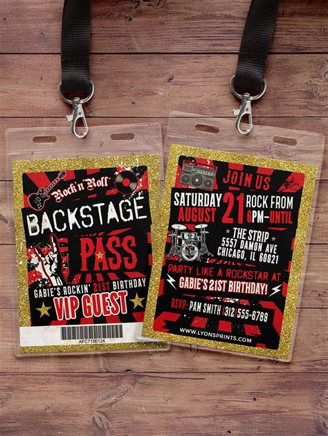 Punk Rock VIP PASS Backstage Pass Vip Invitation Birthday Etsy