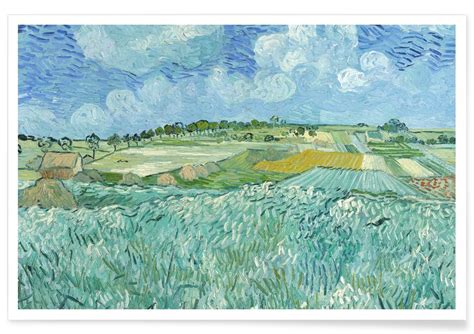 Van Gogh La Llanura De Auvers Con Nubes De Lluvia 1890 Póster Juniqe