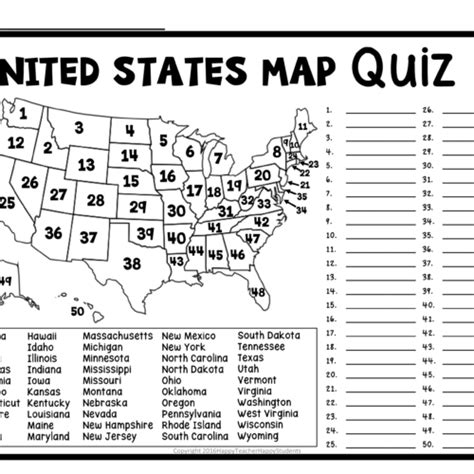 United States Map Quiz And Worksheet Usa Map Test W Practice Sheet Us