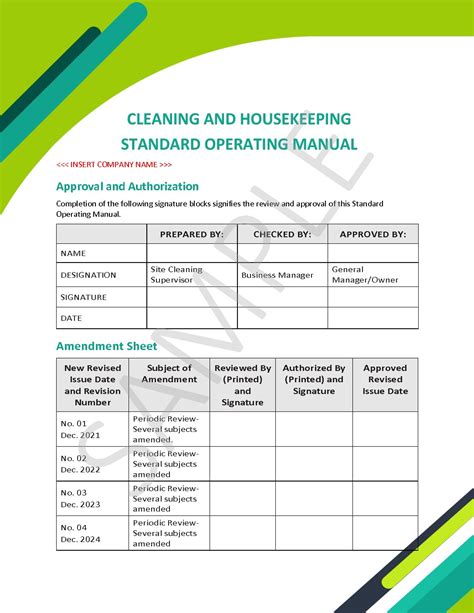 0138 Housekeeping Cleaning Standard Operating Manual Security