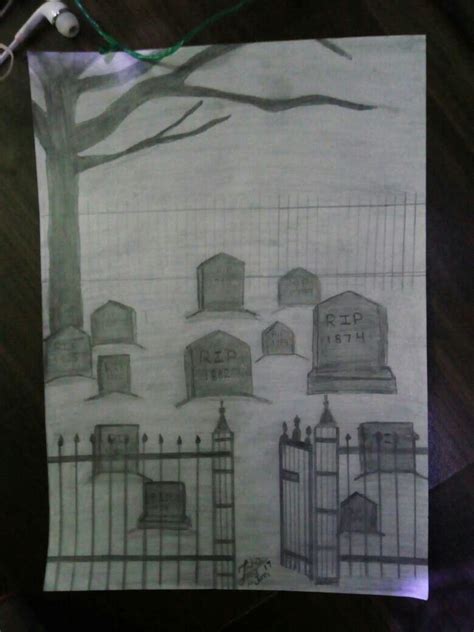 Graveyard... #pencil sketch | Spectacular Art | Sketches, Art, Art projects