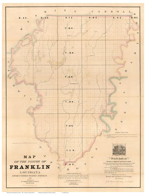 Franklin Parish Louisiana 1860 Old Map Reprint Old Maps