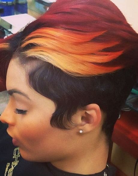 All over the world, bangs and pixie or short bob haircuts are preferred instead of Short colored hairstyles for black women