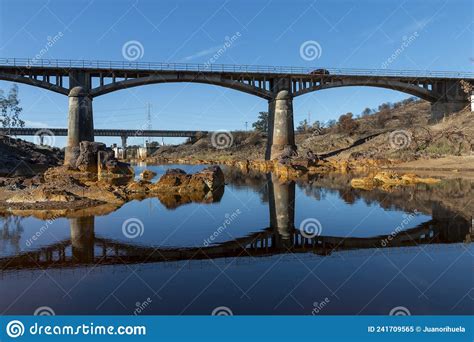 Bridge Reflecting Over The Rio Tinto In Huelva Spain Stock Image