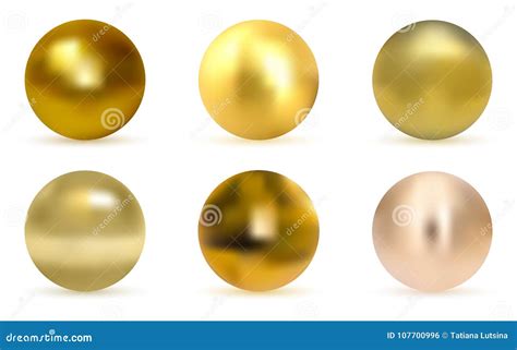 Vector Golden Ball Realistic Gold Sphere Stock Vector Illustration