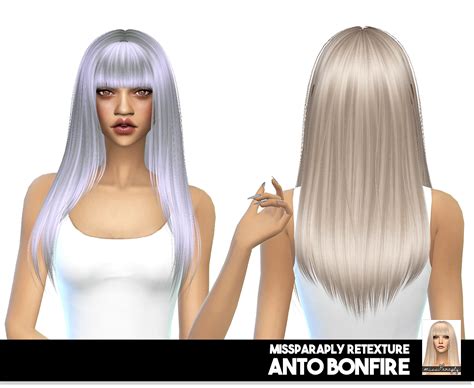 Sims 4 Hairs Miss Paraply Anto Bonfire Solid Textures Hair Retextured