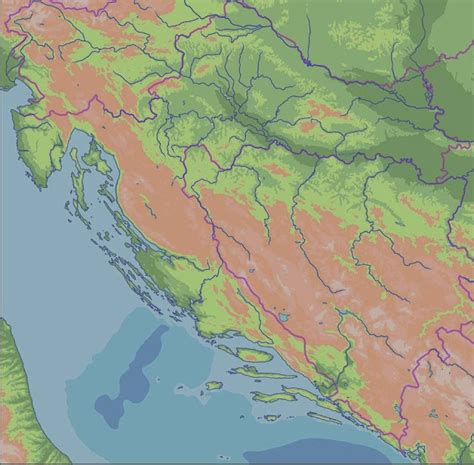 Geografija OŠ Kantrida Rijeka Hrvatska Slijepa Karta Reljefna