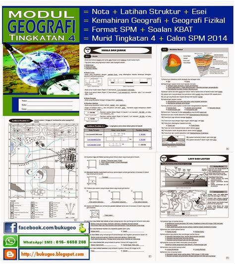 Semoga perkongsian ini nota padat spm geografi tingkatan 4 dan 5 manfaat kepada semua terutama mereka yang memerlukan untuk membuat pelbagai persediaan menghadapi peperiksaan. Buku GEOGRAFI: Modul Geografi Tingkatan 4 dan Geografi SPM