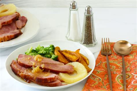 Today many baked ham recipes still feature pineapple, but also different combinations of honey mustard or brown sugar glazes also compliment the flavor of ham. Top 13 Best Baked Ham Recipes