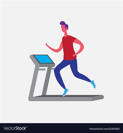 Man Running Treadmill Cartoon Character Sport Male