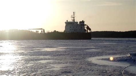 Icy Finnish Seacargo Ship Honking Youtube