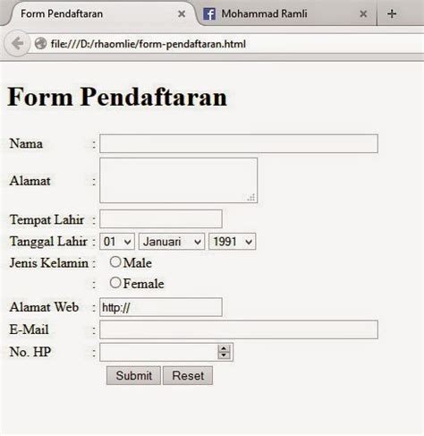Tutorial Membuat Form Pendaftaran dengan HTML | Mohammad Ramli