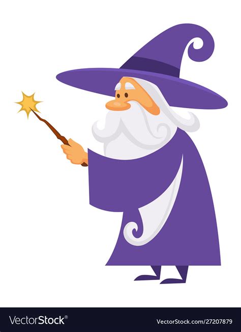 Magician Or Wizard With Magic Wand Warlock Man Or Vector Image