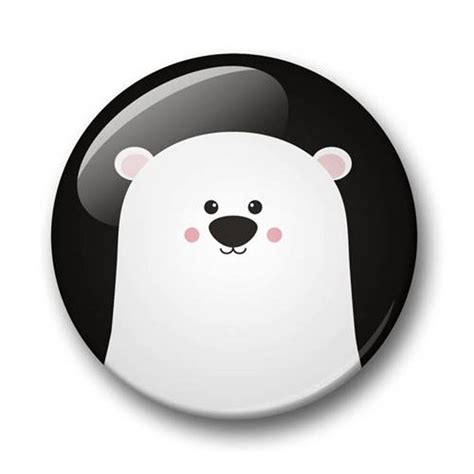 Polar Bear Badge 32mm Cute Bear Pin Back Button Kawaii Pin Etsy