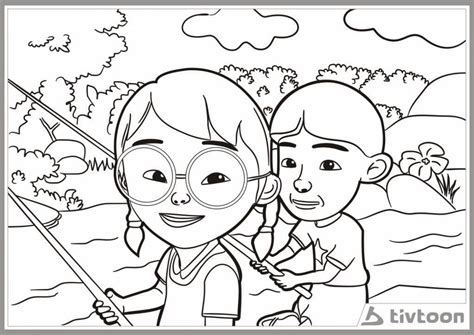 Gambar upin ipin hitam putih. Gambar Upin Ipin Untuk Mewarnai Anak