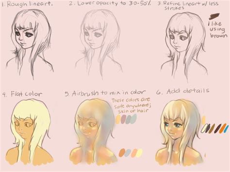 Sell a couple of paintings at a flea market. How to Paint Anime Face Skin tone Colors Color Tutorial: Blonde hair and Skin tones by *taho on ...