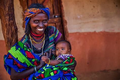 Young Mother From Borana Tribe Breastfeeding Her Baby Ethiopia Africa