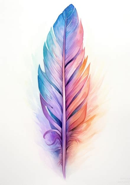 Premium Ai Image Watercolor Colorful Feather